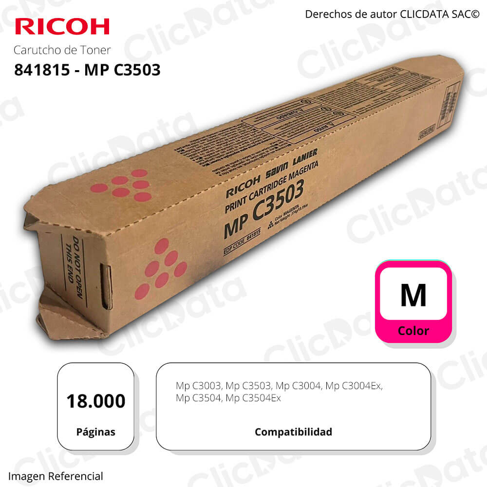 Toner Ricoh 841815 Magenta MP C3003, C3503, C3504, C3004 Original