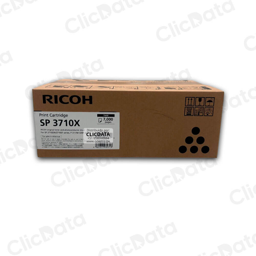 Toner Ricoh 408284 Negro 3710DN, SP 3710X 7.000 Pág Original