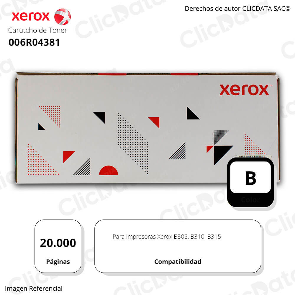 Toner Xerox 006R04381 Negro B305, B310, B315 20.000 Pág Original