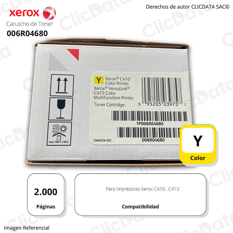 Toner Xerox 006R04680 Yellow C415, C410 2,000 Pág Original