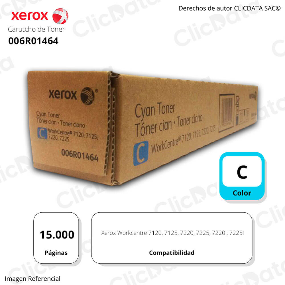 Toner Xerox 006R01464 Cyan 7125, 7220, 7120, 7225 15,000 pág