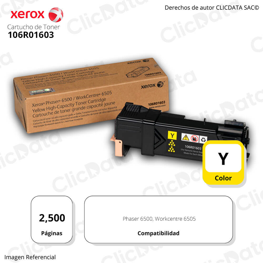 Toner Xerox 106R01603 Yellow Ph 6500, WC 6505 Original