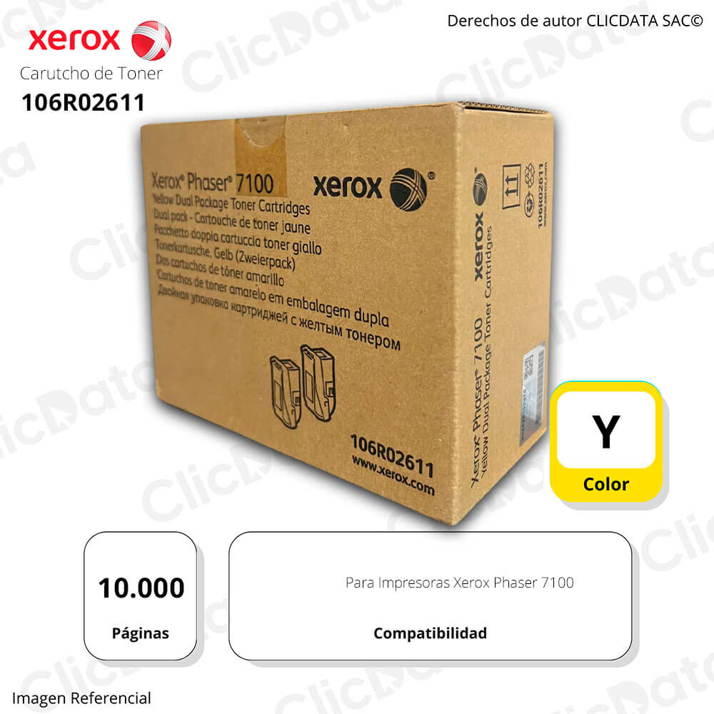 Toner Xerox 106R02611 Dual Yellow PH 7100 9,000 pag