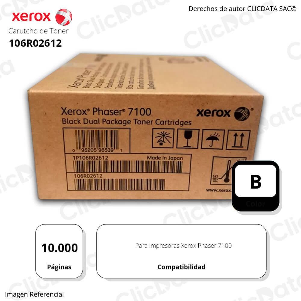 Toner Xerox 106R02612 Dual Negro PH 7100 10,000 pag