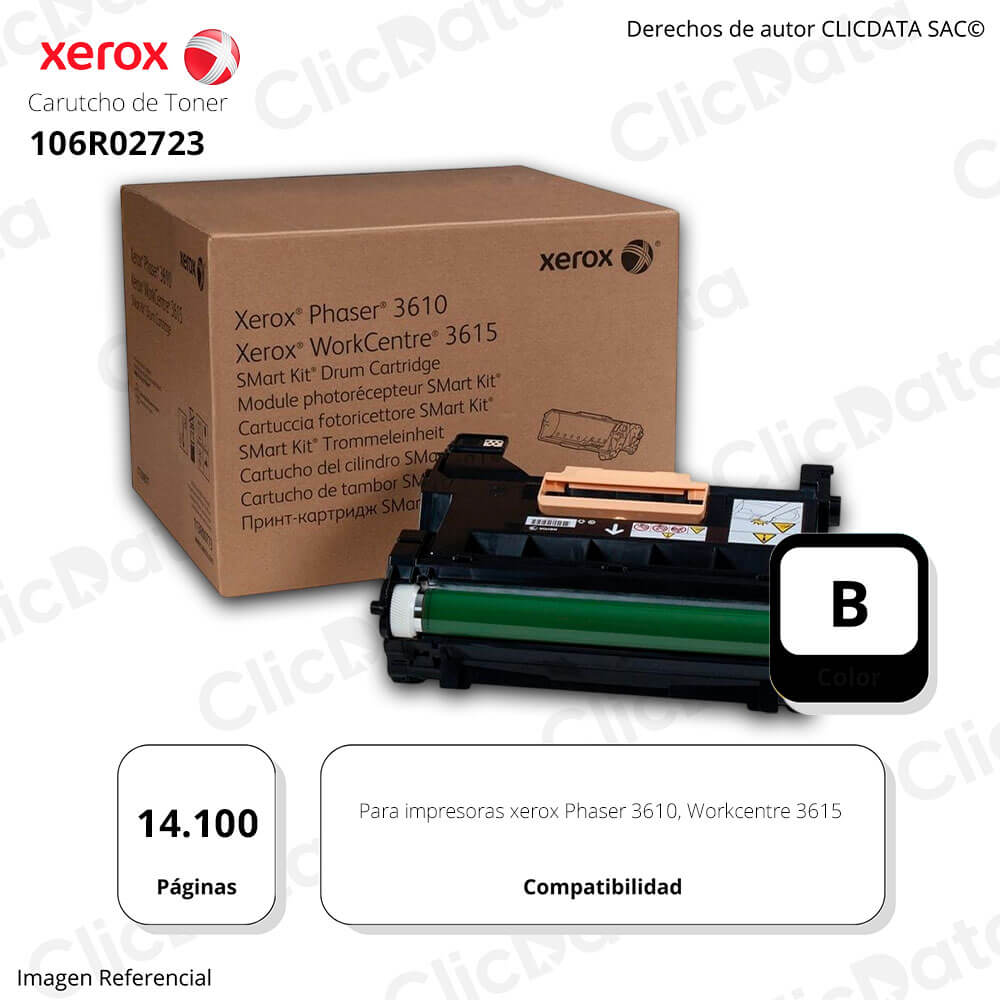 Toner Xerox 106R02723 Negro WC 3615, PH 3610 14,100 pag