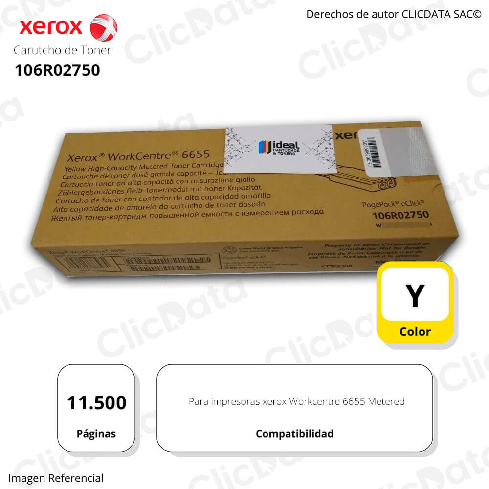 Toner Xerox 106R02750 Yellow WC 6655 11,500 pág