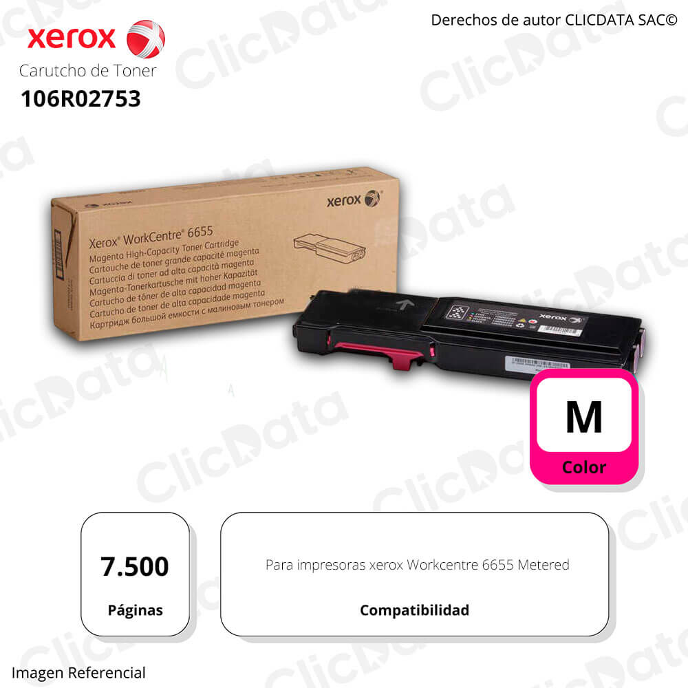 Toner Xerox 106R02753 Magenta WC 6655 7,500 pág