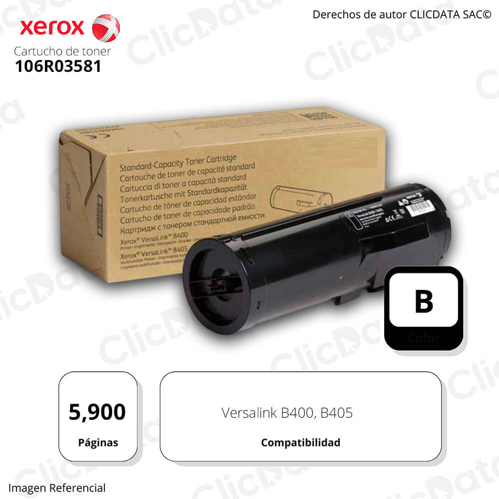 Toner Xerox 106R03581 Negro B400, B405 5,900 pag Original
