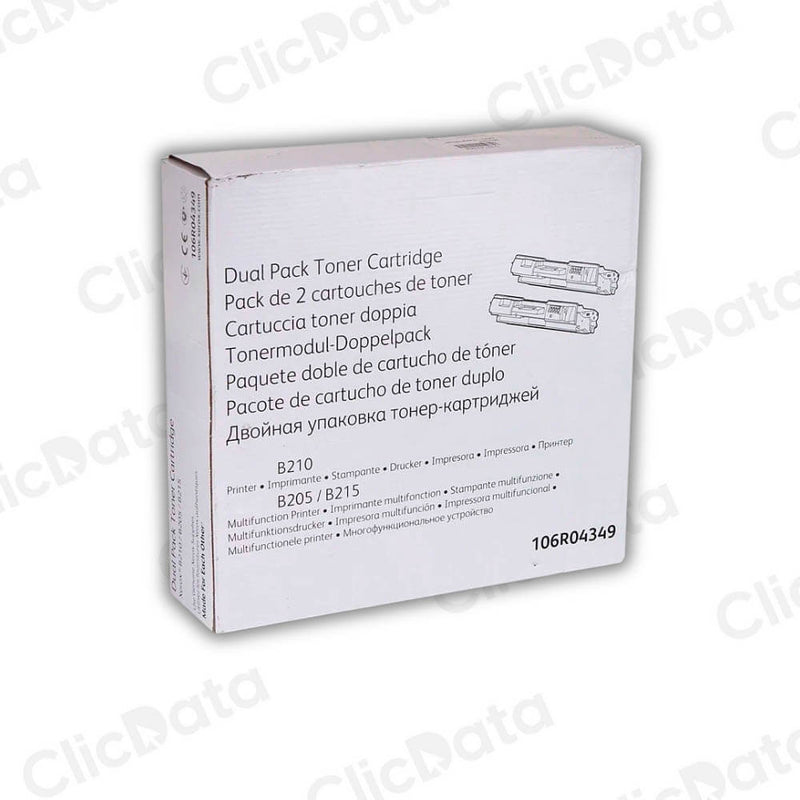 Dual Pack Toner Xerox 106R04349 Negro 6K Páginas B215 Original