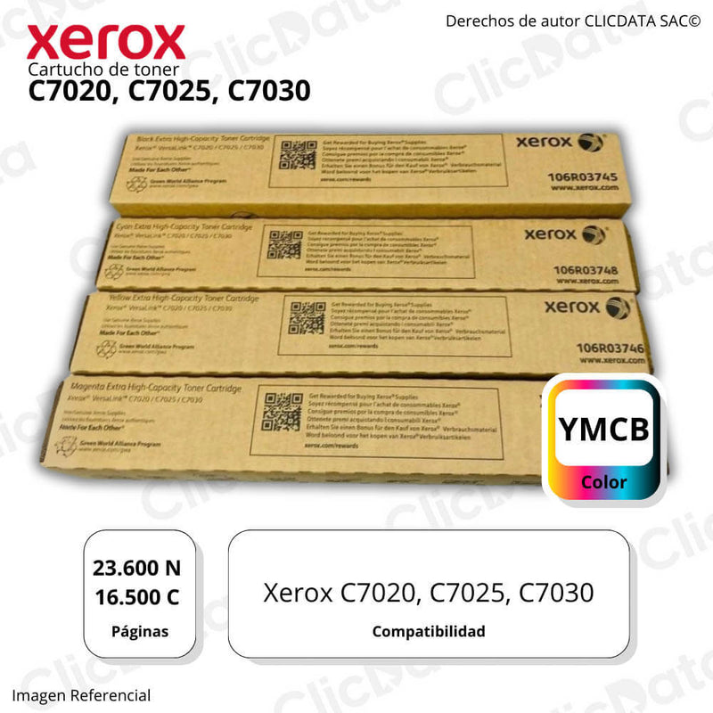 Kit de toner Xerox C7020, C7025, C7030 Negro y colores Original