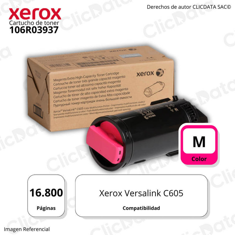 Toner Xerox 106R03937 Magenta 16,800 Pag C605 Original