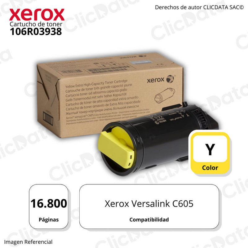 Toner Xerox 106R03938 Yellow 16,800 Pag C605 Original