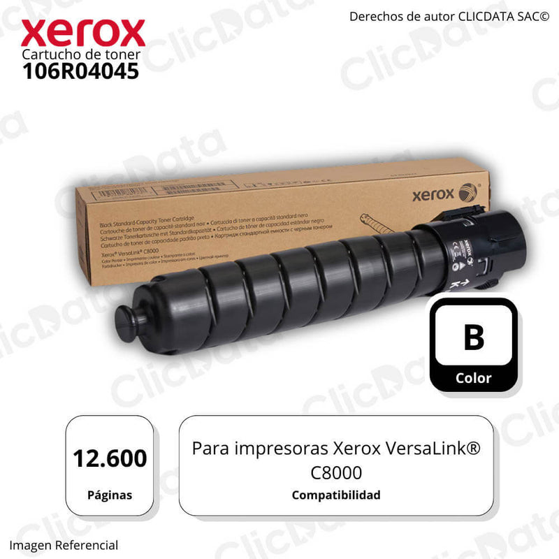 Toner Xerox 106R04045 Negro 12.600 Pag C8000 Original