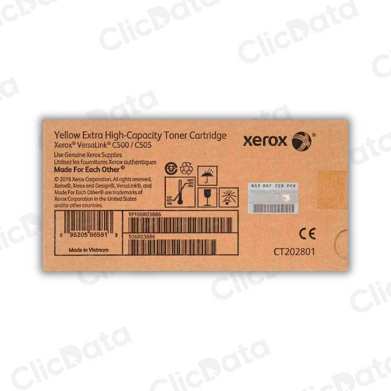 Toner Xerox 106R03886 Amarillo 9,000 Pág. VersaLink C505 Original