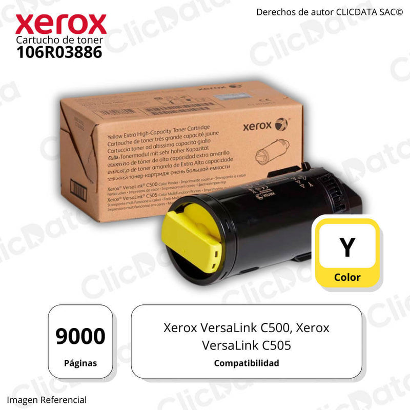 Toner Xerox 106R03886 Amarillo 9,000 Pág. VersaLink C505 Original