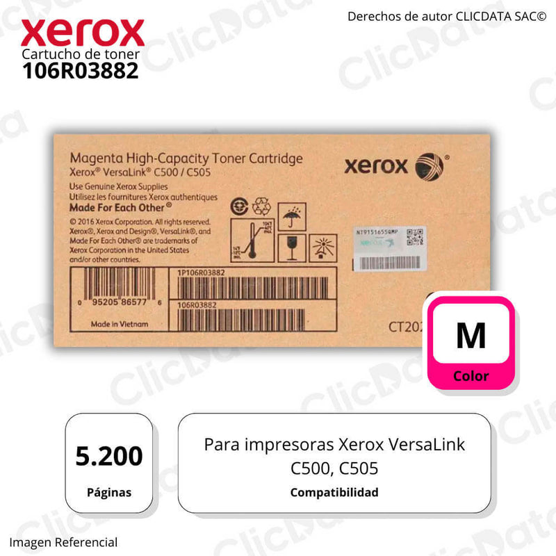 Toner Xerox 106R03882 Magenta 5,2K Pag VersaLink C505, C500 Original