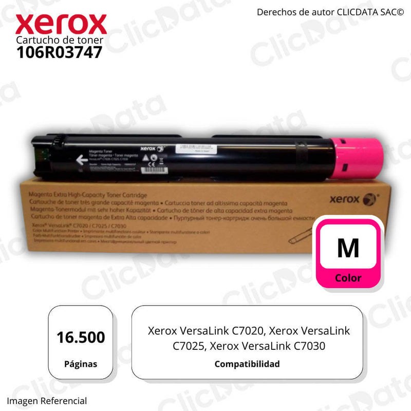 Toner Xerox 106R03747 Magenta 16,5K Pág. VersaLink C7025 Original