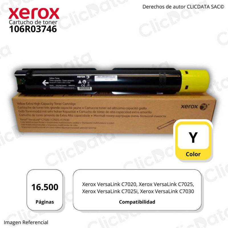 Toner Xerox 106R03746 Amarillo 16,5K Pág. VersaLink C7025 Original