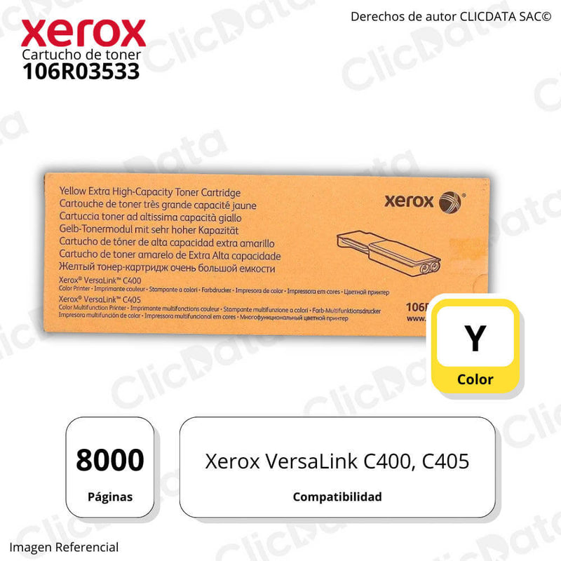 Toner Xerox 106R03533 Yellow 8,000 Pág. VersaLink C400 Original