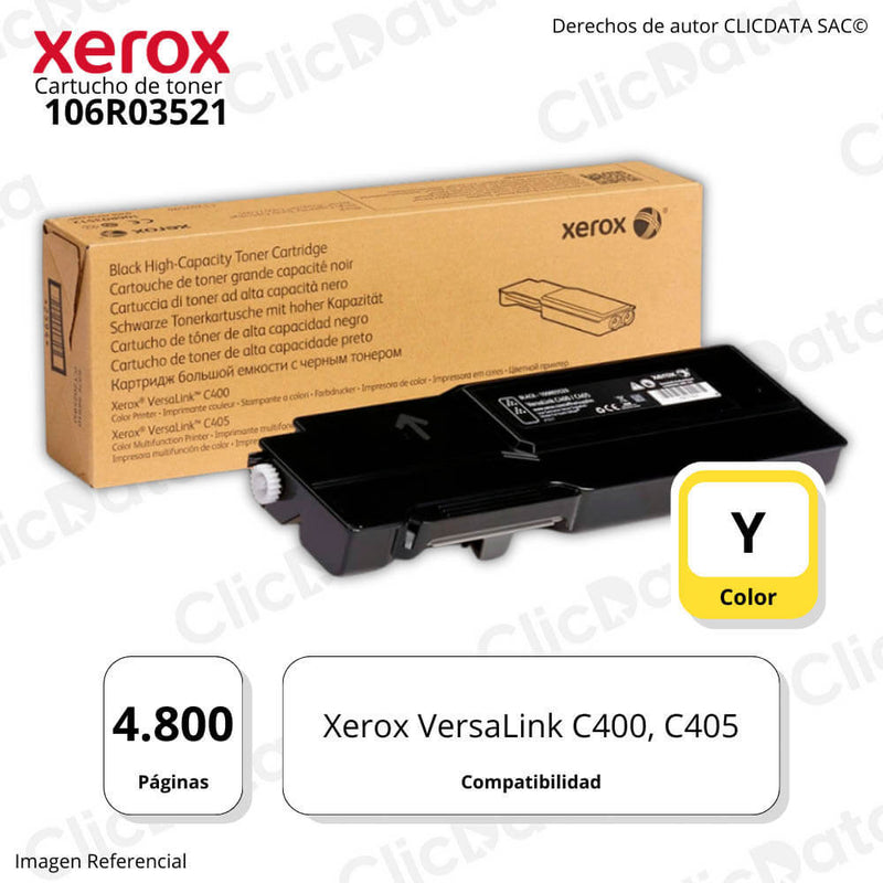 Toner Xerox 106R03521 Yellow 4,800 Pág. Xerox C400, C405 Original
