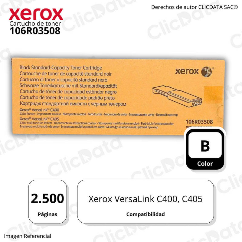 Toner Xerox 106R03508 Black 2,500 Pág. Xerox C400 Original