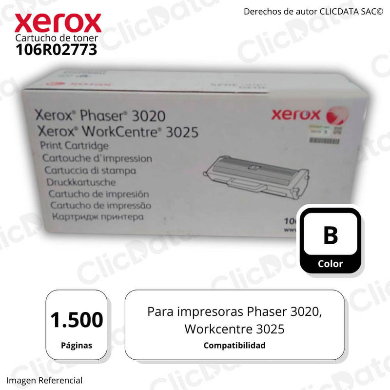 Toner Xerox 106R02773 Black 1,500 Pág. Phaser 3020 Original