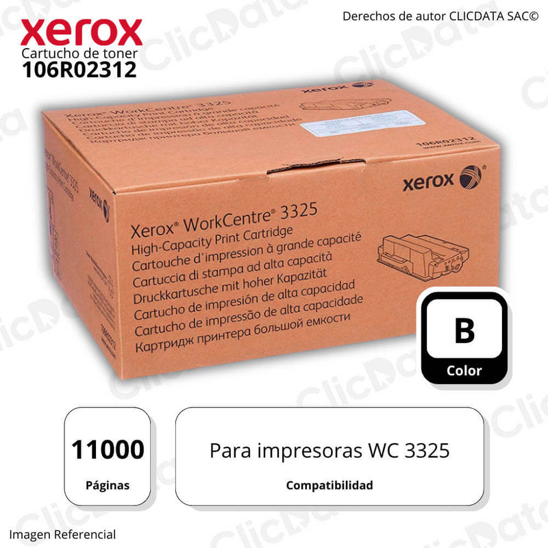Toner Xerox 106R02312 Black 11,000 Pág. WorkCentre 3325 Original