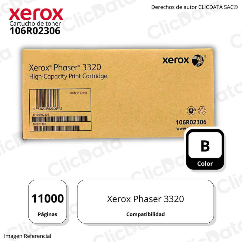 Toner Xerox 106R02306 Black 11,000 Pág. Xerox Phaser 3320 Original