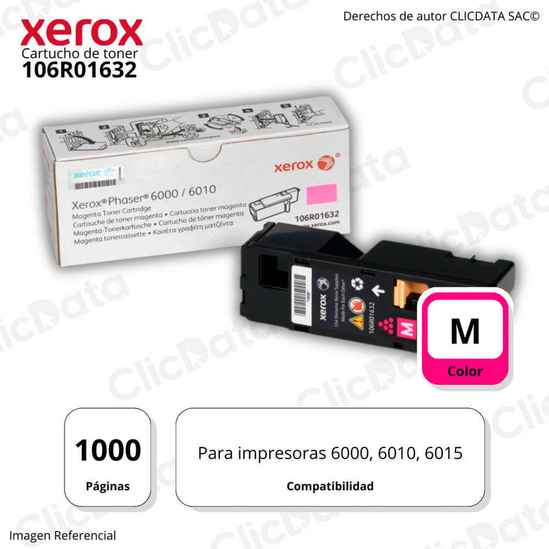 Toner Xerox 106R01632 Magenta 1,000 Pág. 6010, 6015 Original