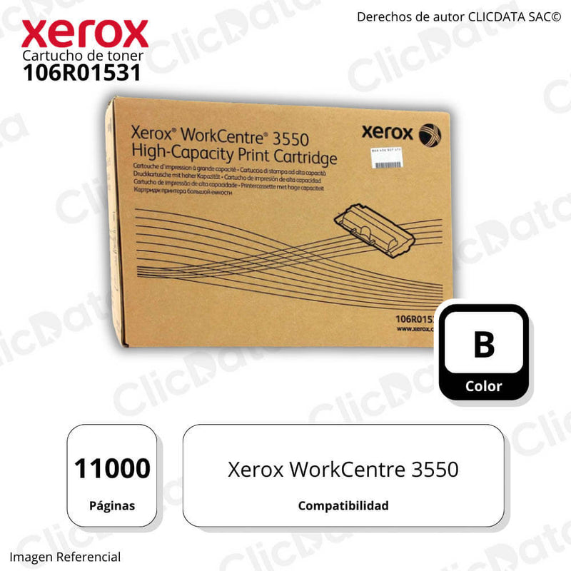 Toner Xerox 106R01531 Black 11K Pág. WorkCentre 3550 Original