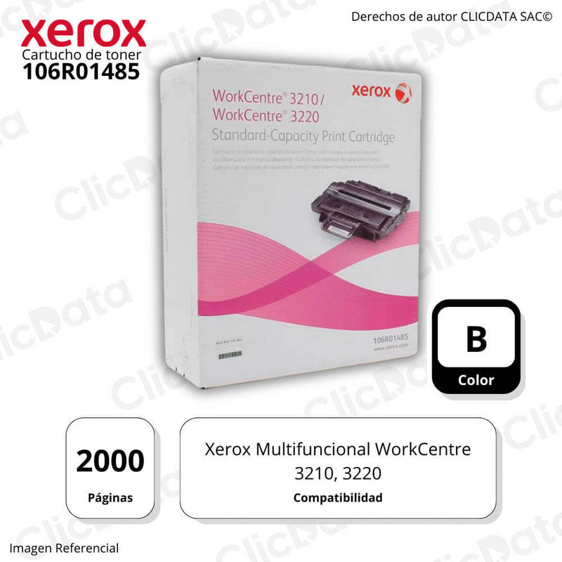 Toner Xerox 106R01485 Negro 2,000 Pág. Xerox 3210, 3220 Original