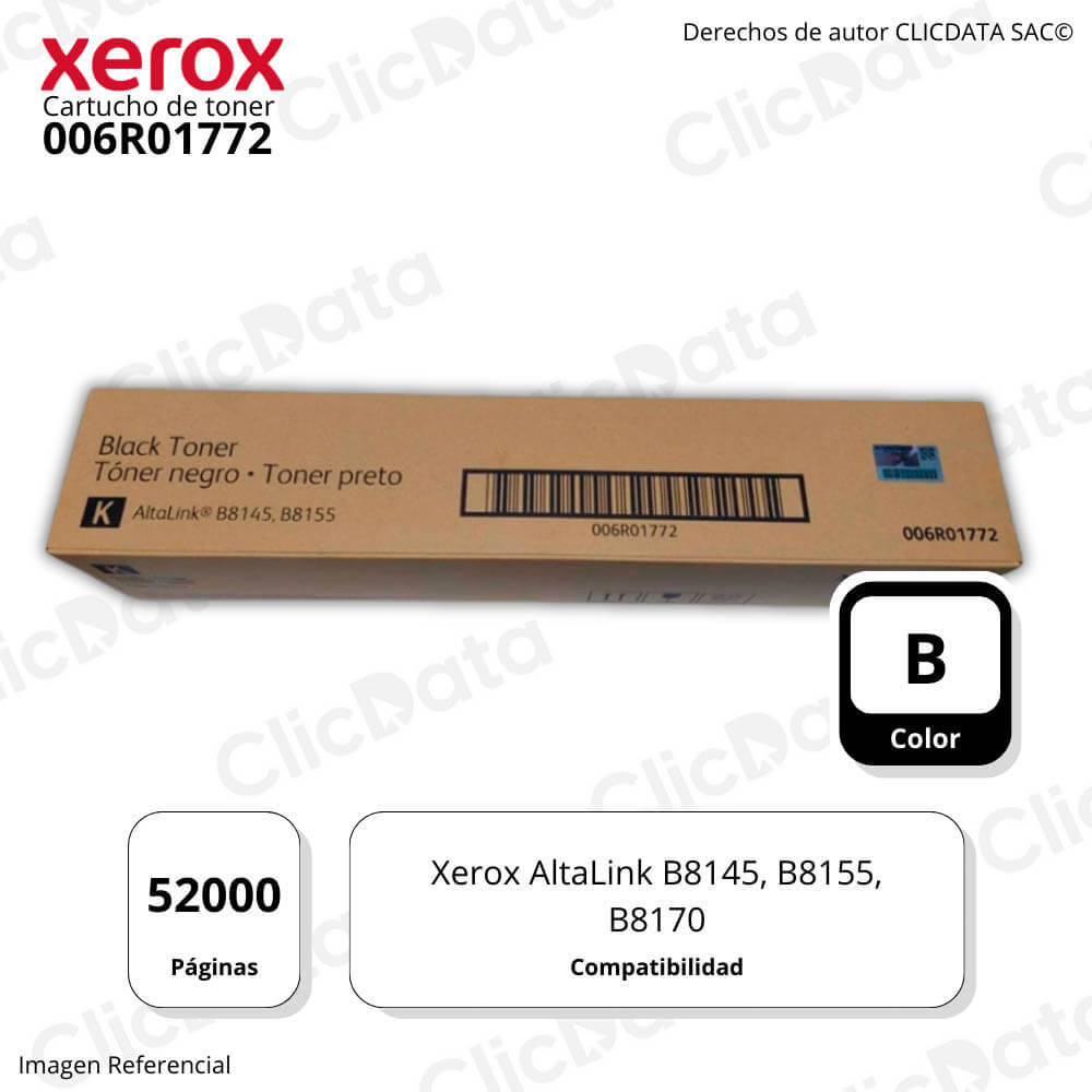 Toner Xerox 006R01772 Negro 52,000 Pág. B8145, B8155 Original