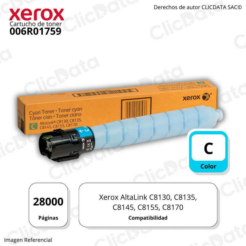 Toner Xerox 006R01759 Cyan 28,000 Pág. C8155, C8170 Original