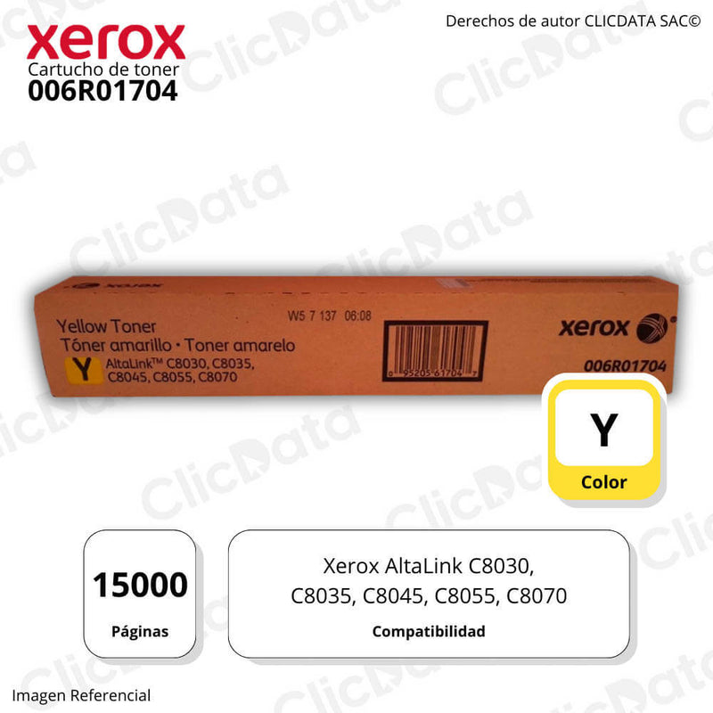 Toner Xerox 006R01704 Yellow 15,000 Pág. C8055, C8070 Original