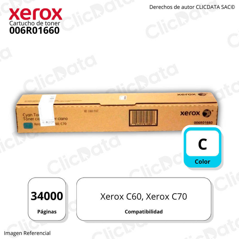 Toner Xerox 006R01660 Cyan 34,000 Pág. Xerox C70, C60 Original