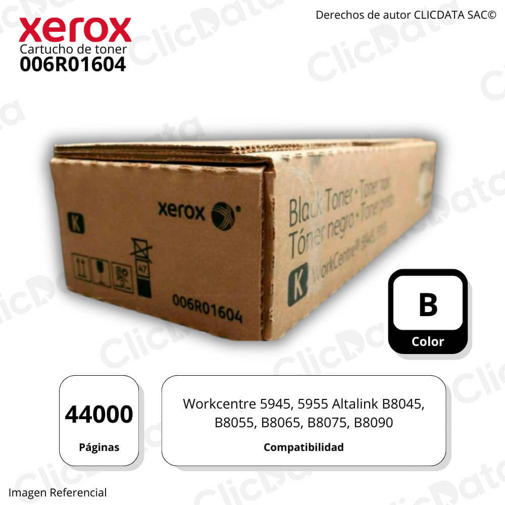 Toner Xerox 006R01604 Black 44,000 Pág. B8075, B8090 Original