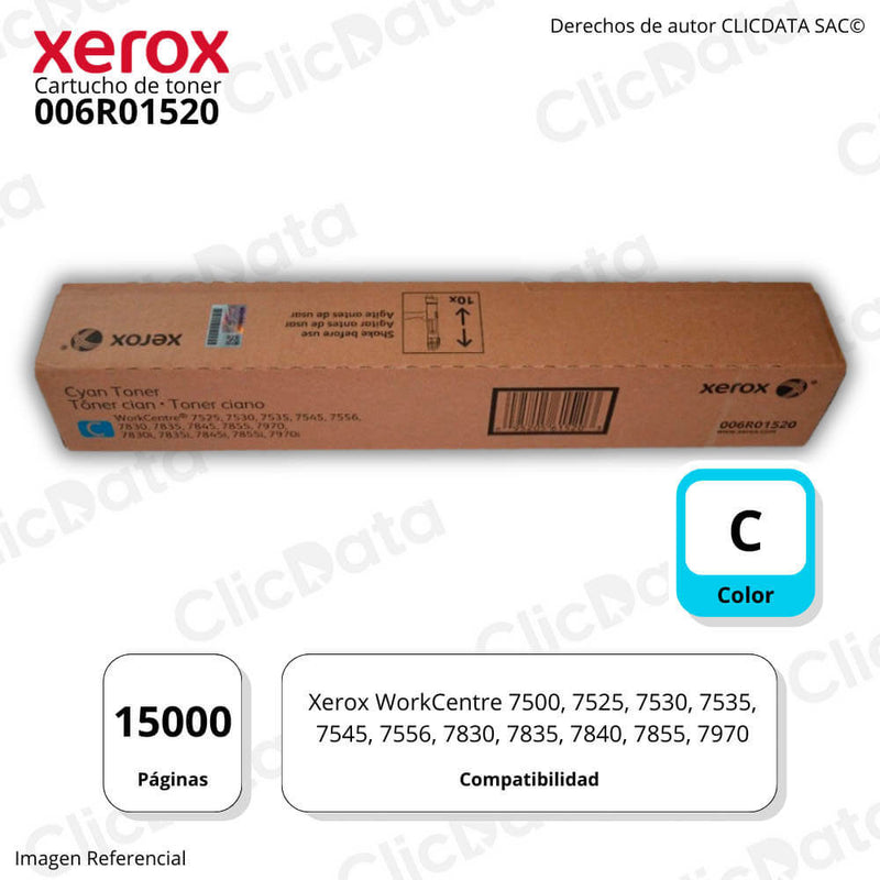 Toner Xerox 006R01520 Cyan 15,000 Pág. WorkCentre 7970 Original