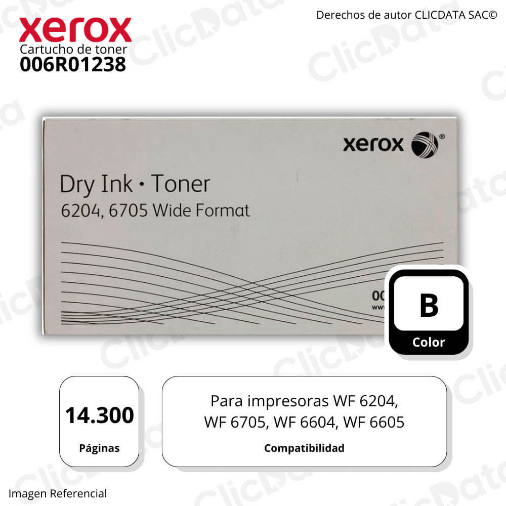 Toner Xerox 006R01238 Black 14,300 Pág. WF 6204, 6605 Original