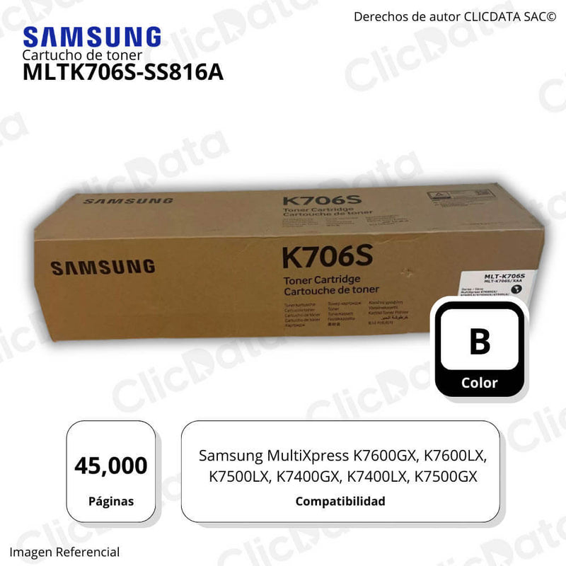 Tóner Samsung MLT-K706S SS816A Negro 45K Pág. K7500LX Original