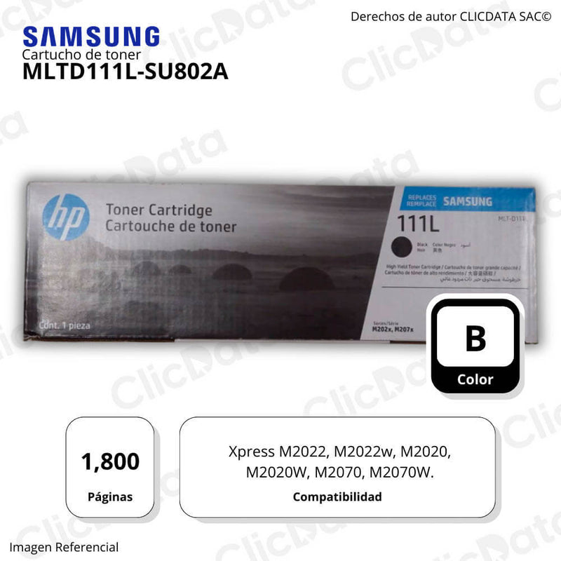 Toner Samsung MLT-D111L SU802A Negro 1,8K Pág. M2020W Original