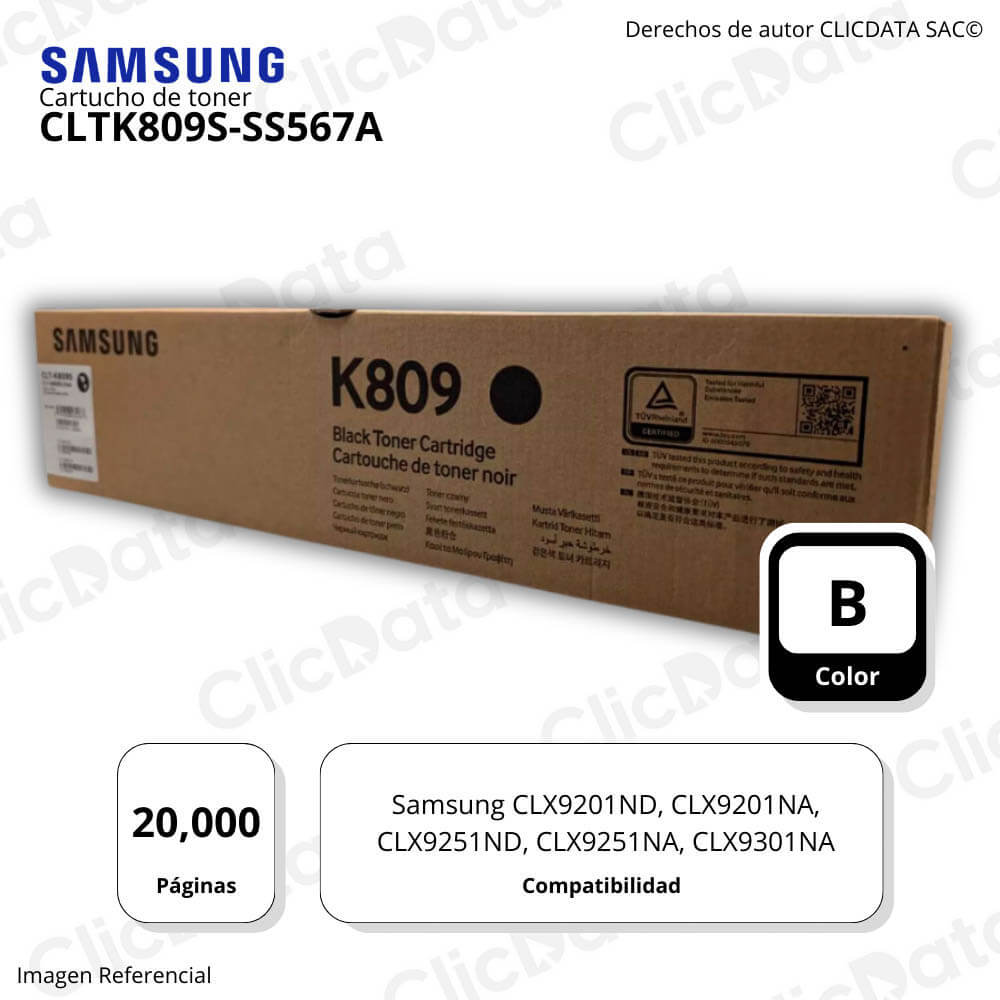Toner Samsung CLT-K809S SS567A Black 20K Pág. CLX 9251 Original