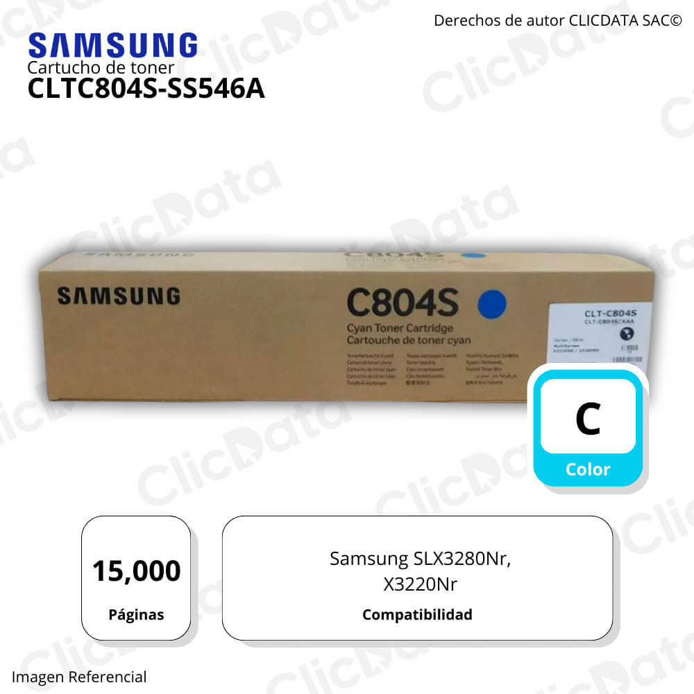 Toner Samsung CLT-C804S SS546A Cyan 15K Pág. X3220Nr Original