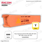 Toner Ricoh 842094 Yellow 6,000 Pág. Ricoh MP C306, C307 Original