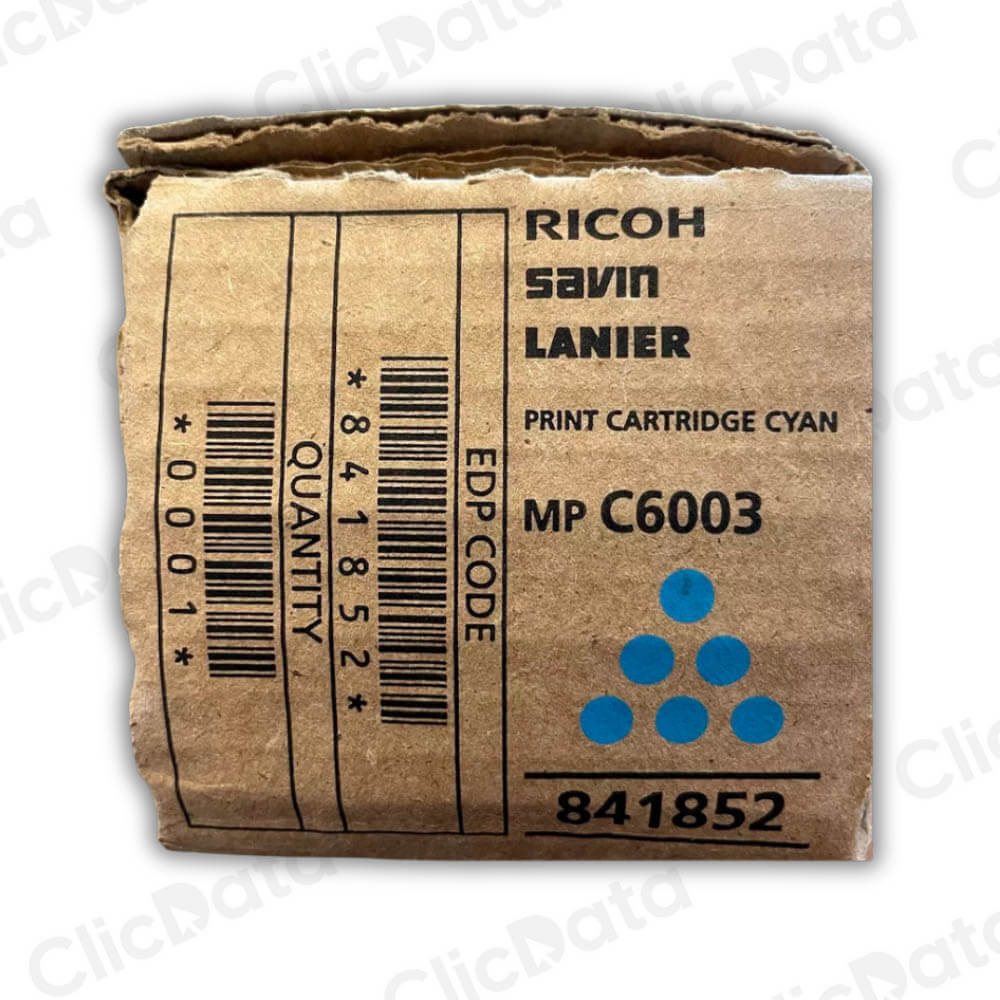 Toner Ricoh 841852 Cyan 22,5K Pág. MP C6004, MP C4503 Original