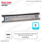 Toner Ricoh 841503 Cyan 9,5K Pág. MP C2550, MP C2551 Original