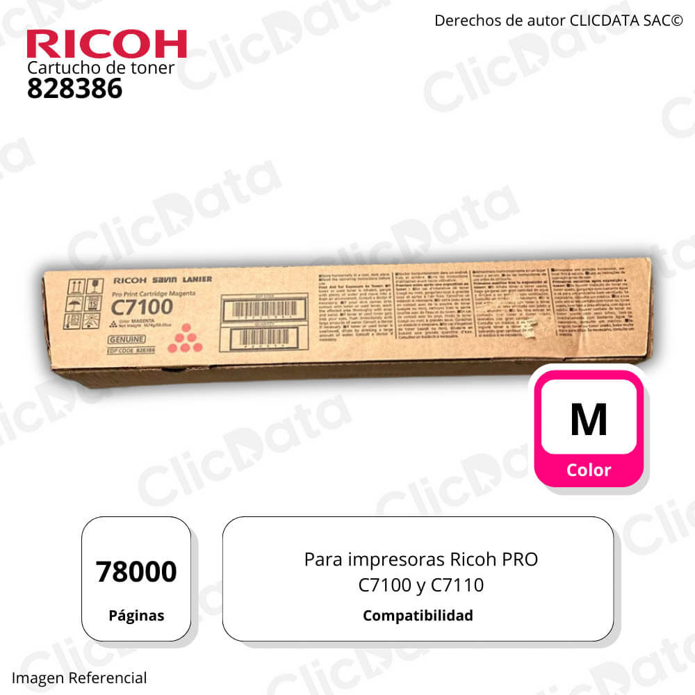 Toner Ricoh 828386 Magenta 78K Pág. PRO C7100, PRO C7110 Original