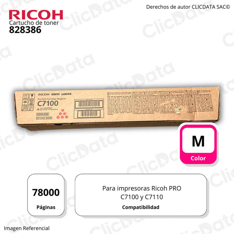 Toner Ricoh 828386 Magenta 78K Pág. PRO C7100, PRO C7110 Original