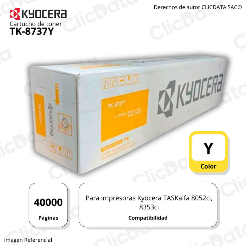 Toner Kyocera TK-8737Y Yellow 40K Pág. 8052ci, 8353ci Original