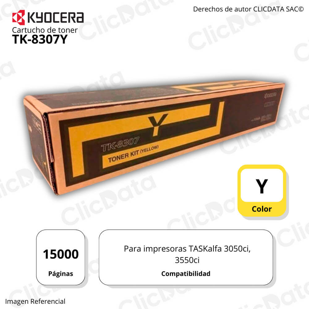 Toner Kyocera TK-8307Y Yellow 15K Pág. 3050ci, 3550ci Original