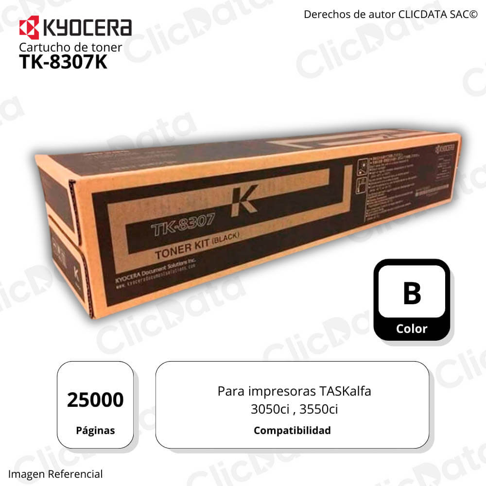 Toner Kyocera TK-8307K Negro 25K Pág 3050ci , 3550ci Original